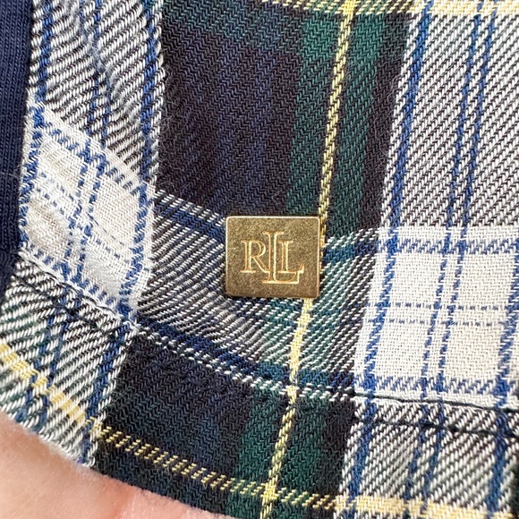 Ralph Lauren plaid top, with solid navy back. Pull on, short sleeve, Sz 3X - Picture 6 of 7